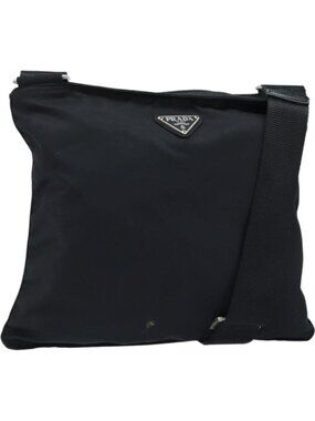 PRADA Shoulder Bag Nylon Black Silver